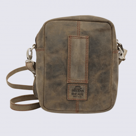 Sac à bandoulière Bear, sac bandoulière unisexe en cuir brun