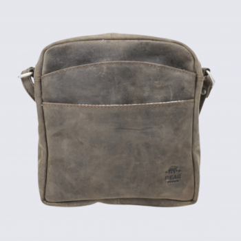Sac à bandoulière Bear, sac bandoulière unisexe en cuir brun