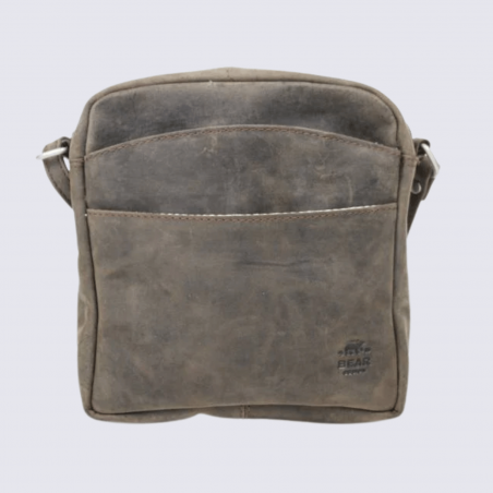 Sac à bandoulière Bear, sac bandoulière unisexe en cuir brun