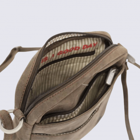 Sac à bandoulière Bear, sac bandoulière unisexe en cuir brun