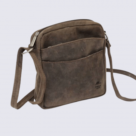 Sac à bandoulière Bear, sac bandoulière unisexe en cuir brun