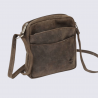 Sac à bandoulière Bear, sac bandoulière unisexe en cuir brun