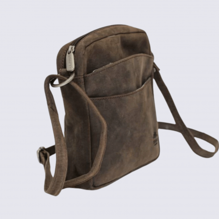 Sac à bandoulière Bear, sac bandoulière unisexe en cuir brun