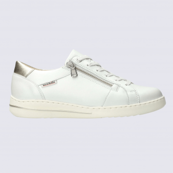 Baskets Mobils, baskets femme en cuir lisse blanc cassé