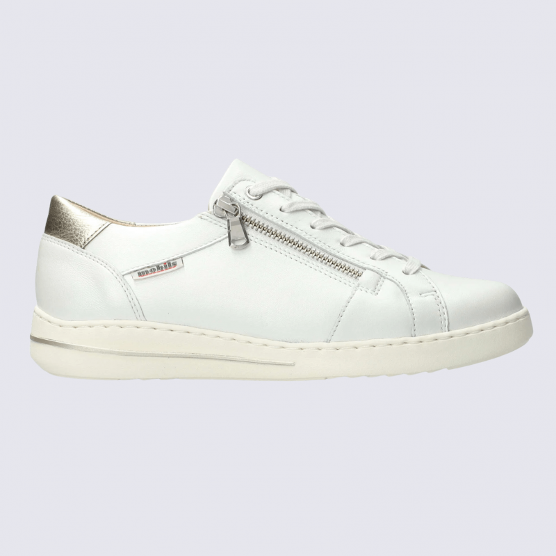 Baskets Mobils, baskets femme en cuir lisse blanc cassé