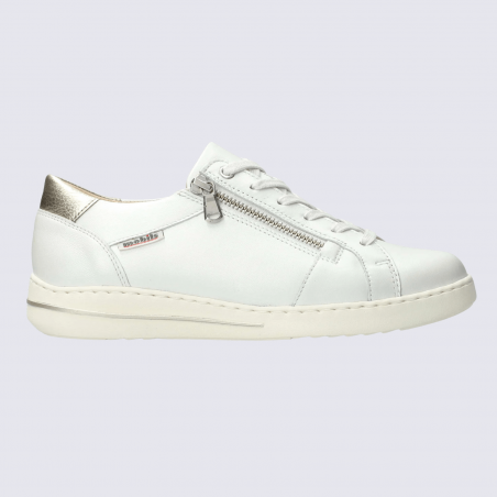 Baskets Mobils, baskets femme en cuir lisse blanc cassé