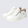 Baskets Mobils, baskets femme en cuir lisse blanc cassé