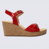 Sandales Mephisto, sandales à talons compensés femme en cuir vernis rouge