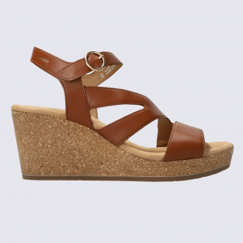 Sandales Mephisto, sandales à talons compensés femme en cuir chili
