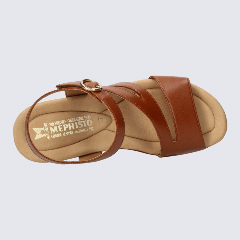 Sandales Mephisto, sandales à talons compensés femme en cuir chili