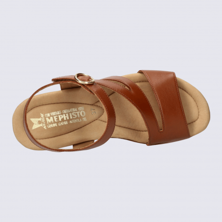 Sandales Mephisto, sandales à talons compensés femme en cuir chili