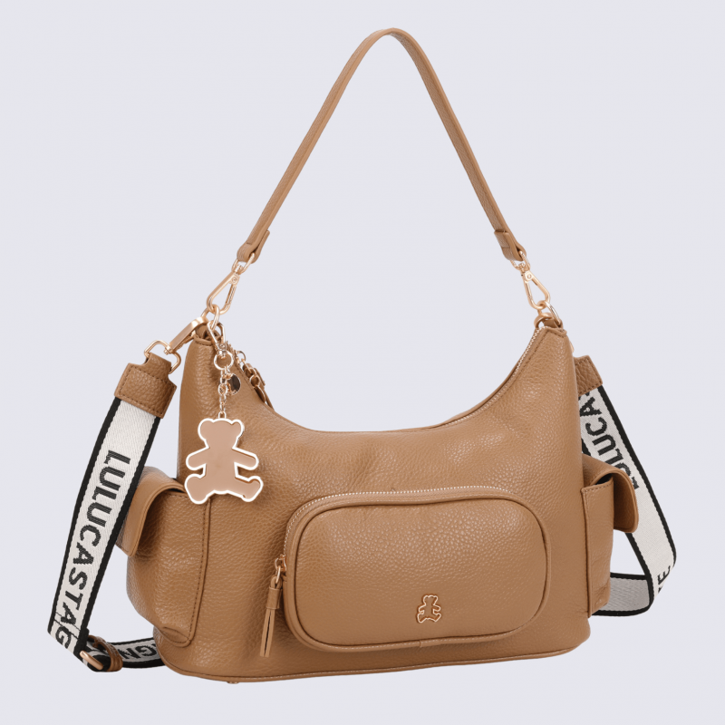 Sac à main Lulu Castagnette, sac à main Albane brun beige