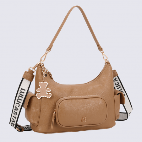 Sac à main Lulu Castagnette, sac à main Albane brun beige