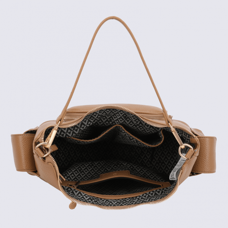 Sac à main Lulu Castagnette, sac à main Albane brun beige