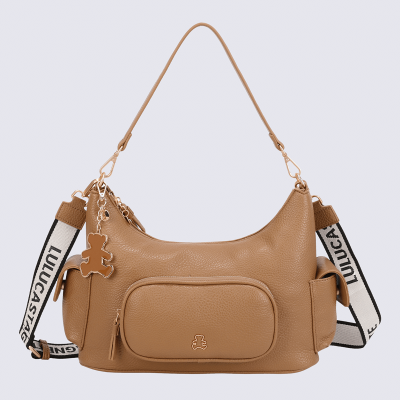 Sac à main Lulu Castagnette, sac à main Albane brun beige