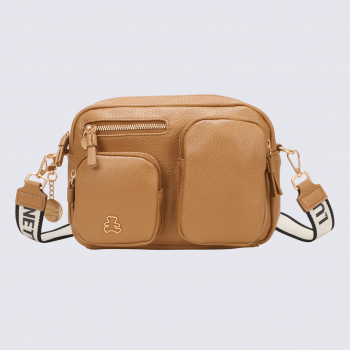 Sac à main Lulu Castagnette, sac à main Zahra brun beige