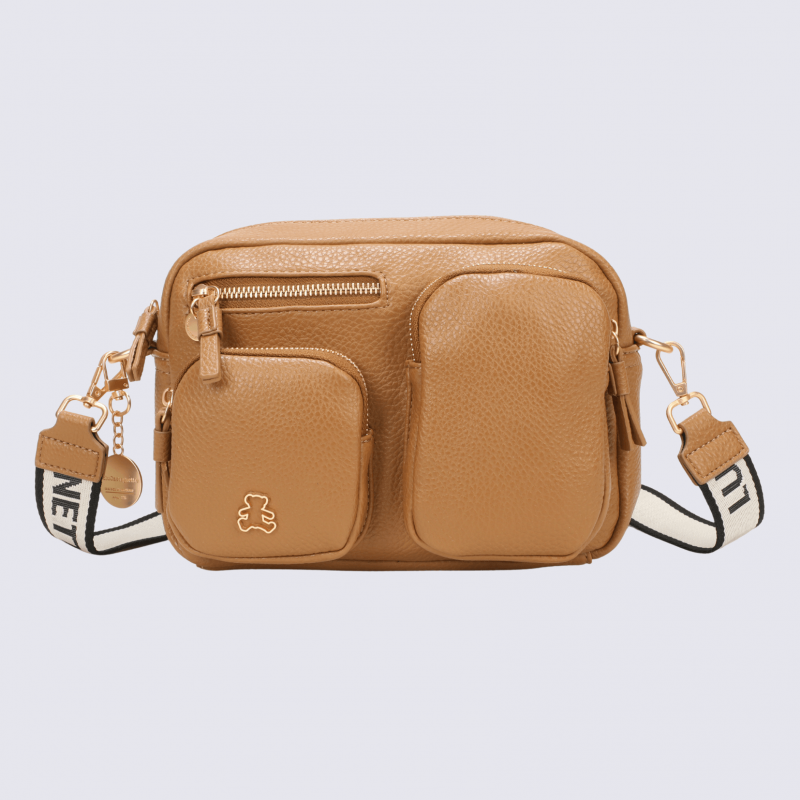 Sac à main Lulu Castagnette, sac à main Zahra brun beige