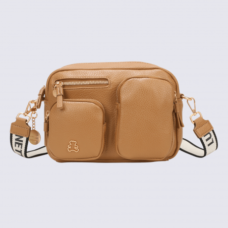 Sac à main Lulu Castagnette, sac à main Zahra brun beige