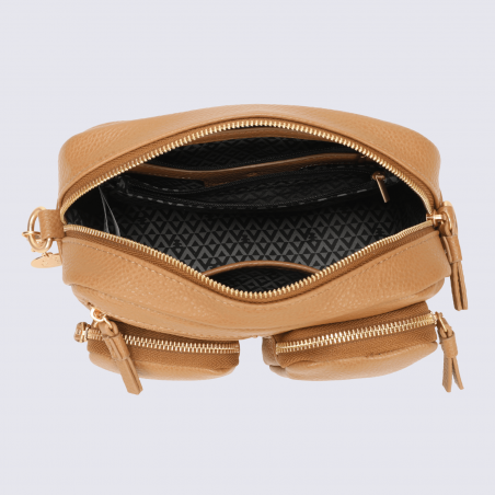 Sac à main Lulu Castagnette, sac à main Zahra brun beige