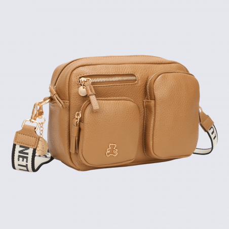 Sac à main Lulu Castagnette, sac à main Zahra brun beige