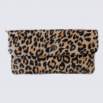 Portefeuille Bear Design, Portefeuille grand format femme en cuir imprimé panthère