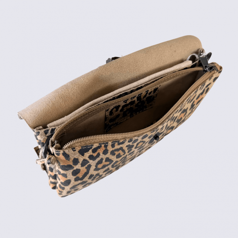 Portefeuille Bear Design, Portefeuille grand format femme en cuir imprimé panthère