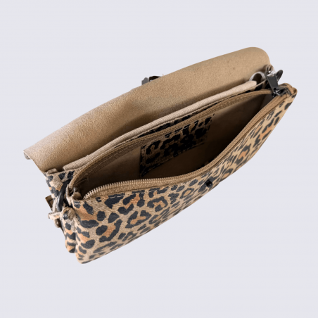 Portefeuille Bear Design, Portefeuille grand format femme en cuir imprimé panthère