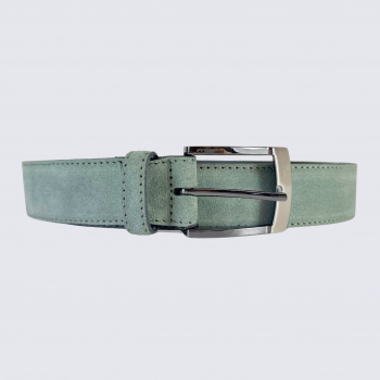 Ceinture Bernd Götz, Ceinture cuir velours homme en vert boucle argentée classique