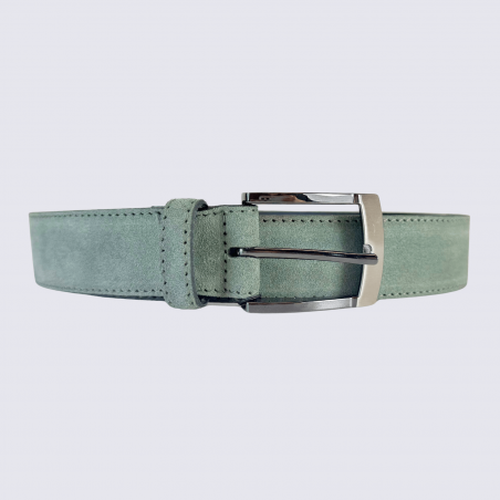 Ceinture Bernd Götz, Ceinture cuir velours homme en vert boucle argentée classique