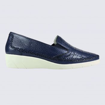 Loafer Arima, loafer à enfiler perforé femme en cuir marine