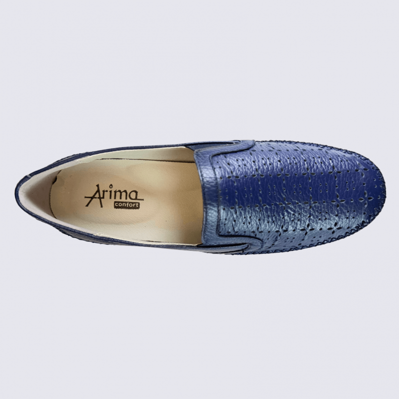Loafer Arima, loafer à enfiler perforé femme en cuir marine