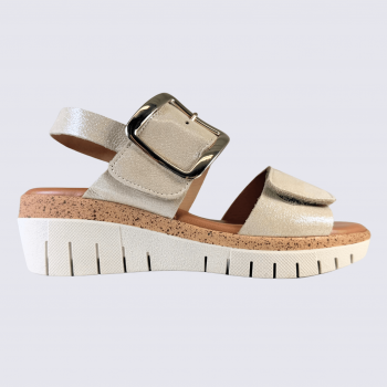 Nu-pieds Aros by Arima, nu pieds femme confort à brides en cuir champagne