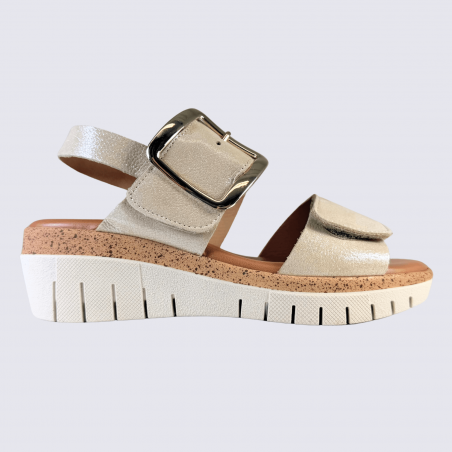 Nu-pieds Aros by Arima, nu pieds femme confort à brides en cuir champagne