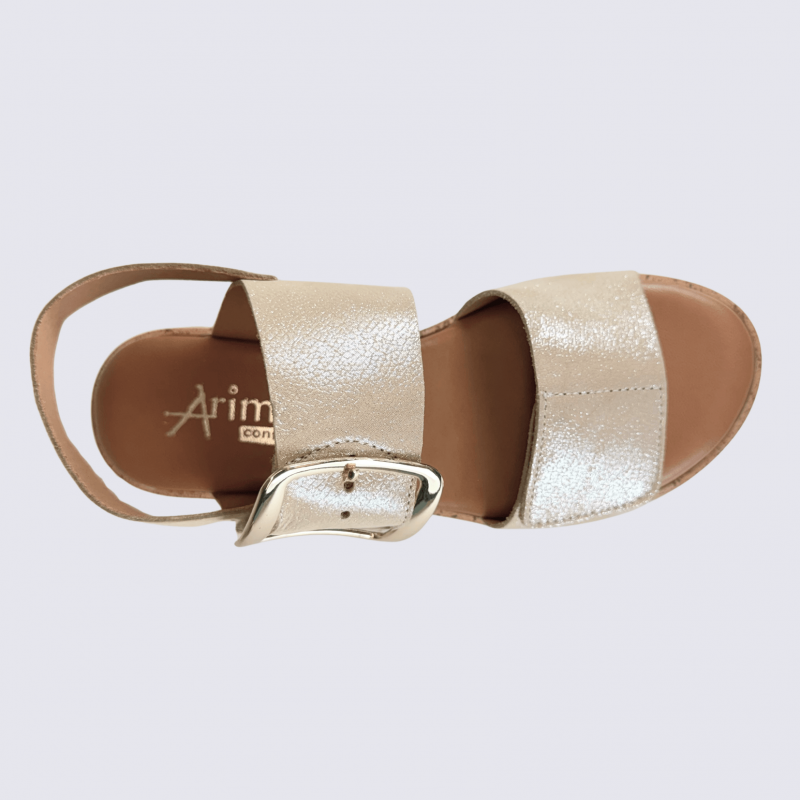 Nu-pieds Aros by Arima, nu pieds femme confort à brides en cuir champagne