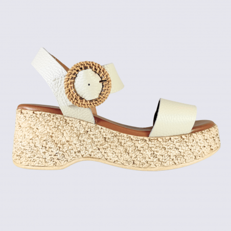 Nu-pieds Aros by Arima, nu-pieds femme confort à brides en cuir beige