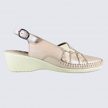 Chaussures Arima, chaussures fermées velcro femme en cuir nude