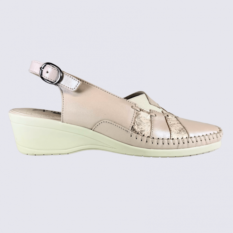 Chaussures Arima, chaussures fermées velcro femme en cuir nude