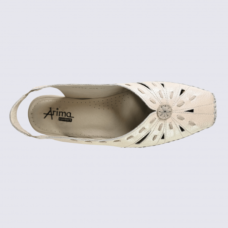 Chaussures Arima, chaussures fermées velcro femme en cuir nude
