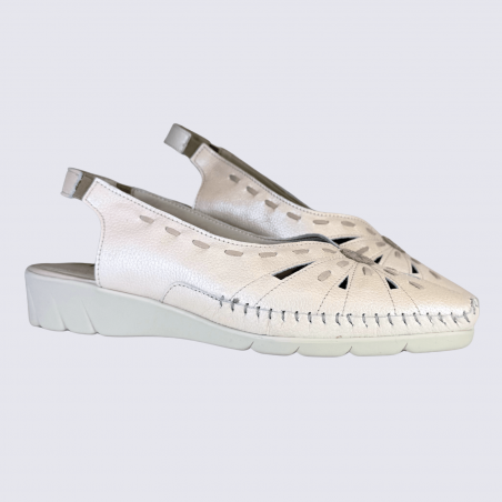 Chaussures Arima, chaussures fermées velcro femme en cuir nude