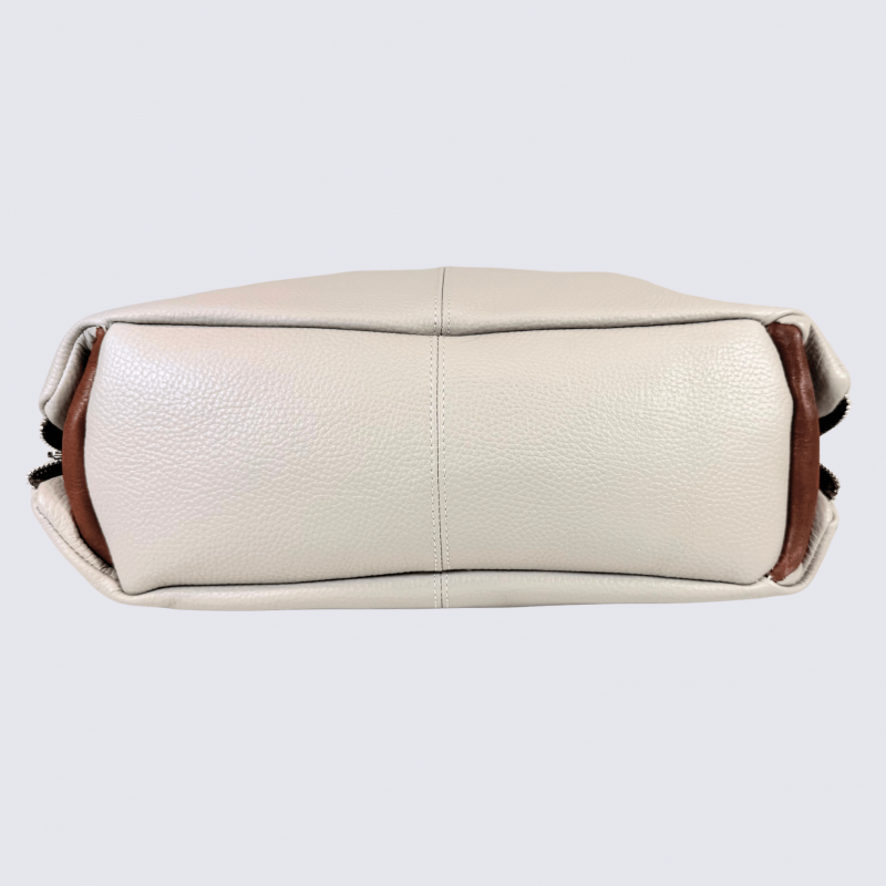 Sac épaule Charlotte, Sac épaule Chic & Spacieux Femme en Cuir Granite