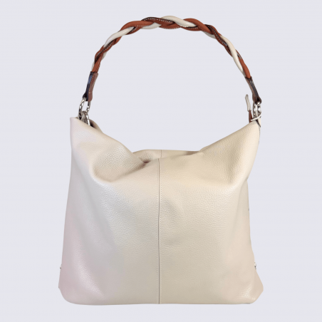 Sac épaule Charlotte, Sac épaule Chic & Spacieux Femme en Cuir Granite