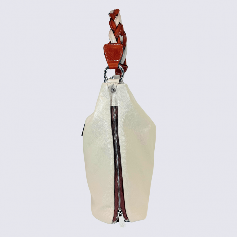 Sac épaule Charlotte, Sac épaule Chic & Spacieux Femme en Cuir Granite