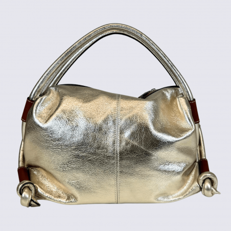Sac à bandoulière Charlotte, sac à main en cuir métallisé platine