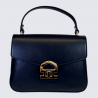 Sac à bandoulière Charlotte, sac à main en cuir lisse noir