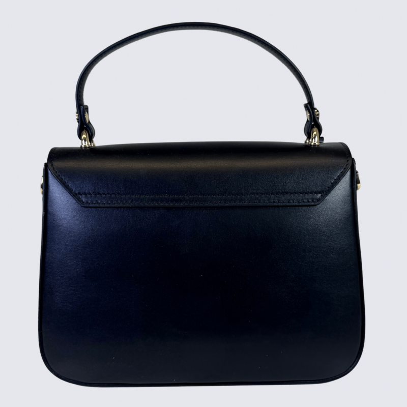 Sac à bandoulière Charlotte, sac à main en cuir lisse noir