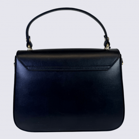 Sac à bandoulière Charlotte, sac à main en cuir lisse noir