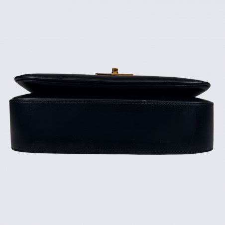 Sac à bandoulière Charlotte, sac à main en cuir lisse noir