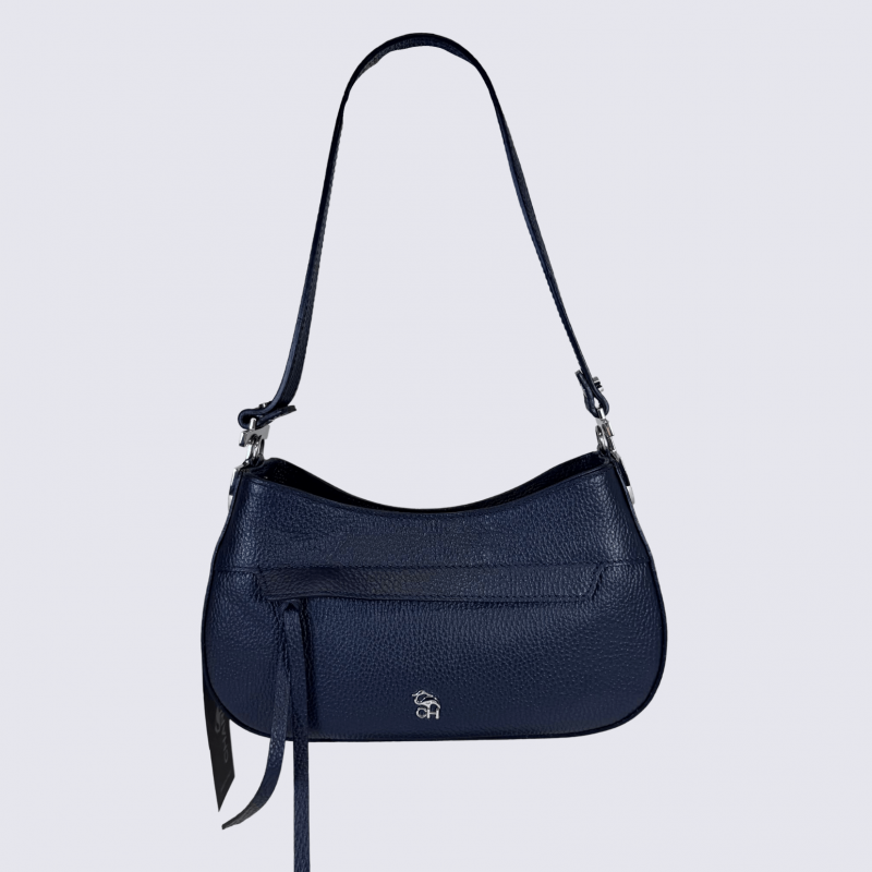 Mini sac Charlotte, sac bandoulière moderne femme en cuir marine