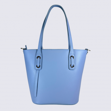 Sac Charlotte, sac bandoulière moderne femme en cuir azur