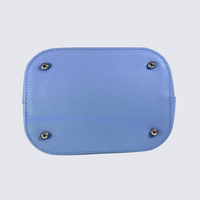 Sac Charlotte, sac bandoulière moderne femme en cuir azur